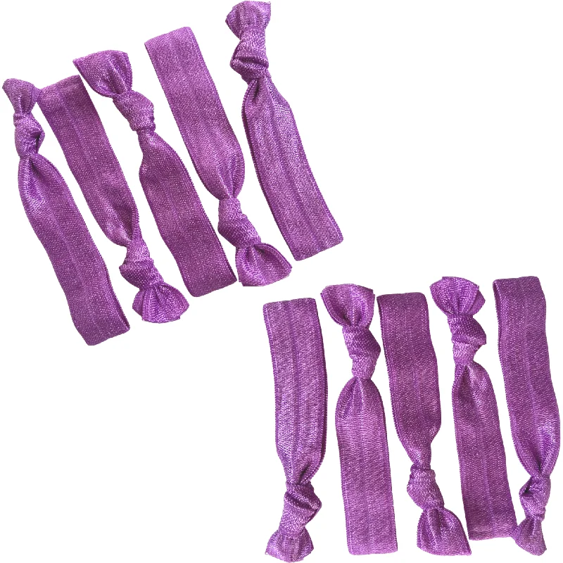 Purple Ribbon Hair Ties - 10