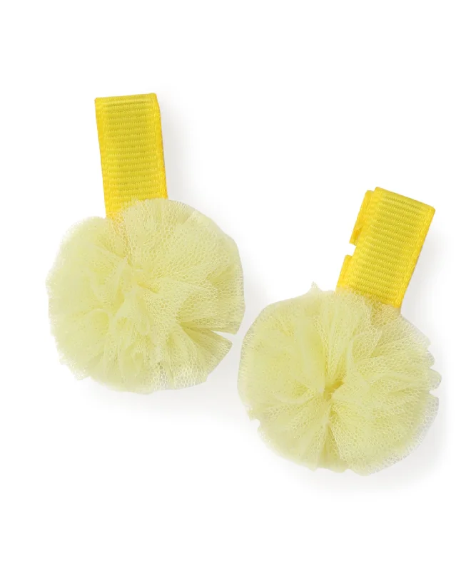 Mini Pom Pom Alligator Clip Set - Yellow