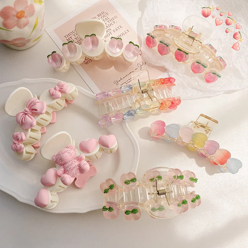 Wholesale Cute Pink Clip Acrylic Butterfly Hairpin