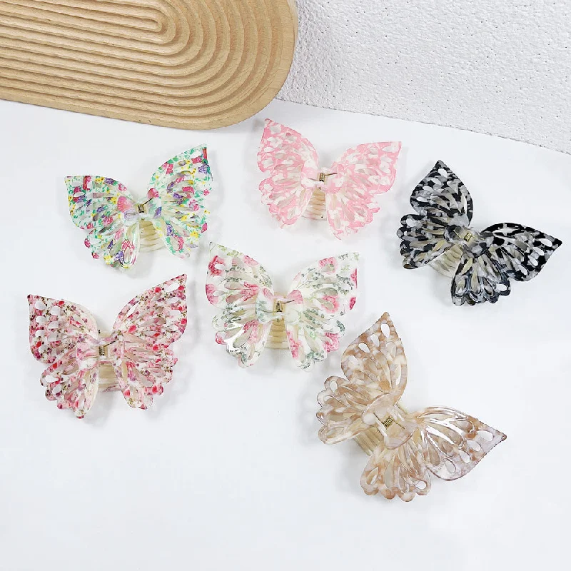 Wholesale Double Layer Butterfly Plastic Hair Clips