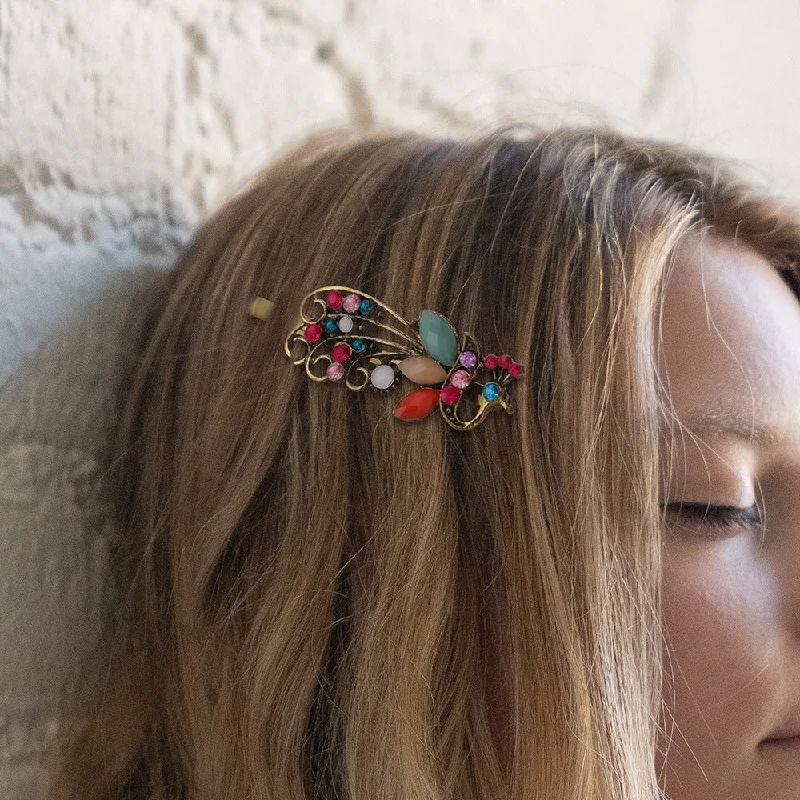 Wholesale Alloy Peacock Colorful Diamond Hair Clip