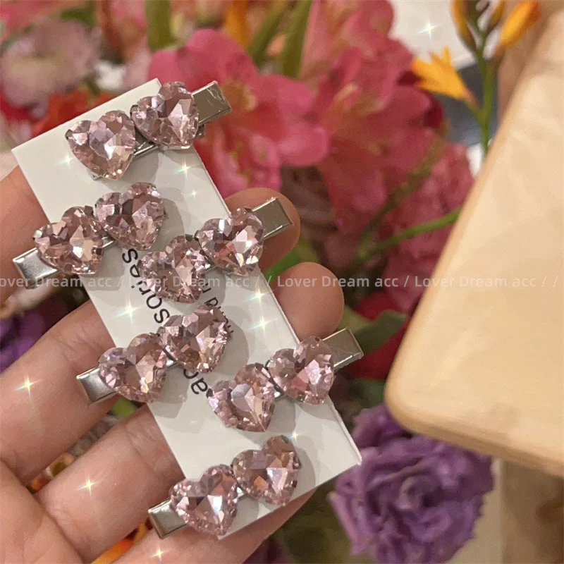 Wholesale Pink Love Rhinestone Hair Clips