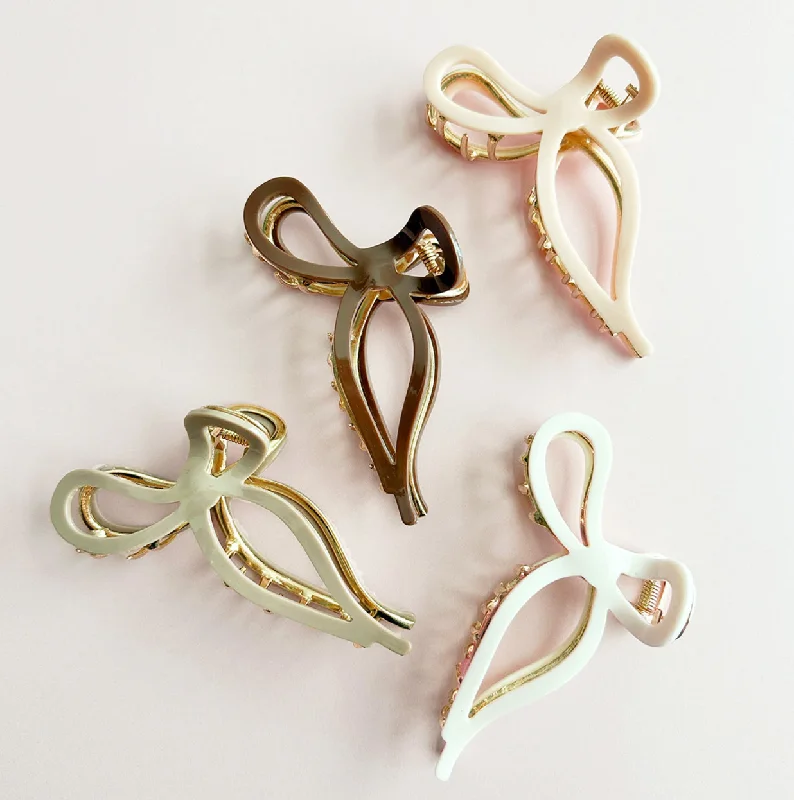 Bow Gold Metal Hair Claw