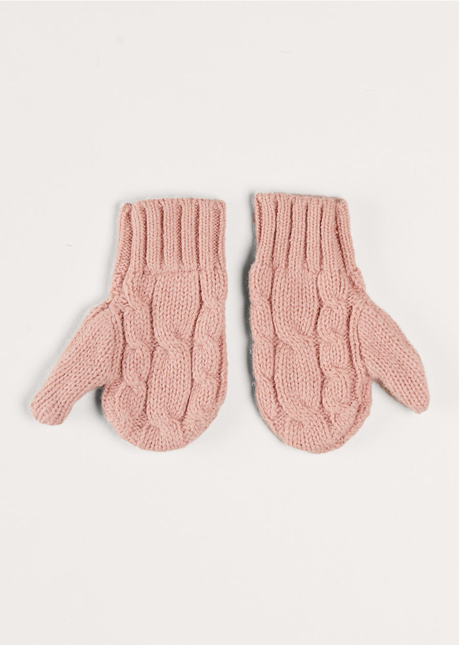 Cable Detial Knitted Mittens in Pink (S-L)