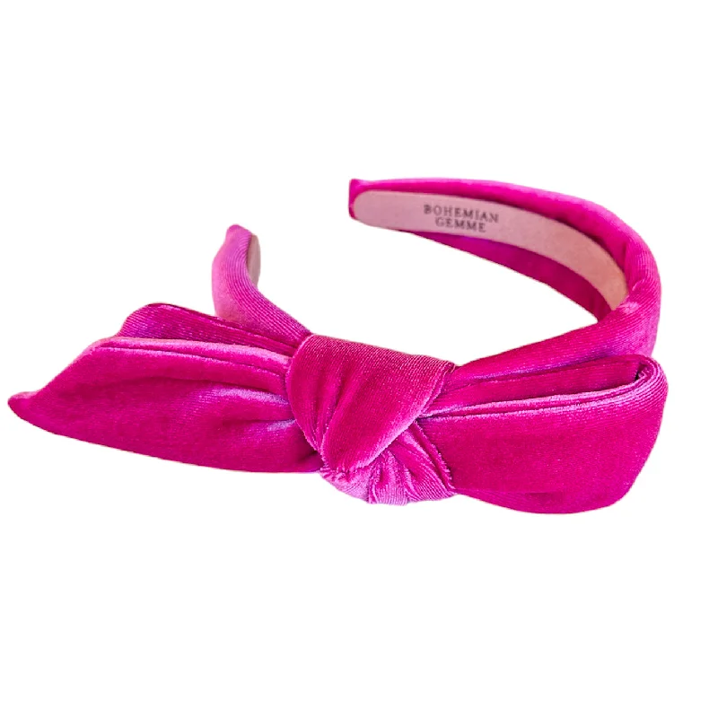 Bubblegum Pink Velvet Side Bow  Headband