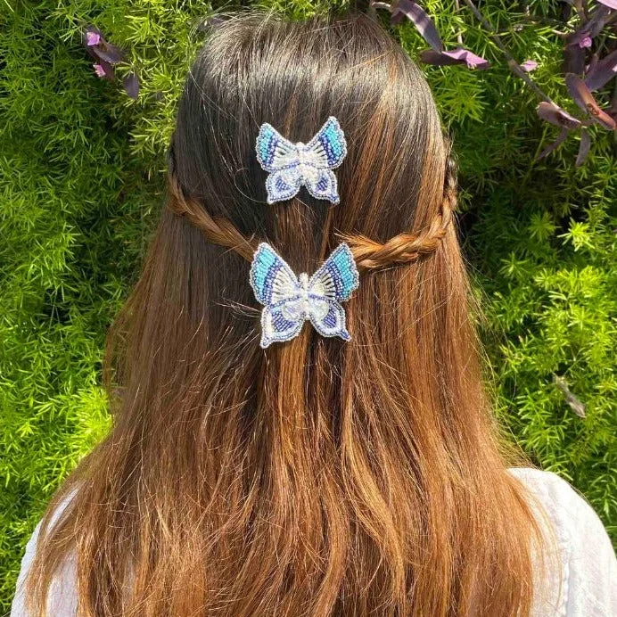 Butterfly Hair Pins Set of 2 - Blue