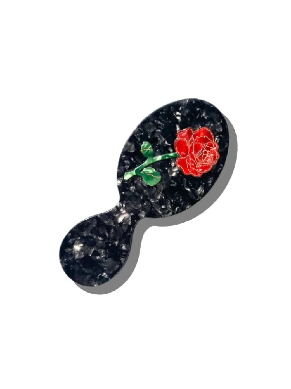 Hand-painted Compact Rose Stem 2-1 Perfect Daily Brush | Eco-Friendly