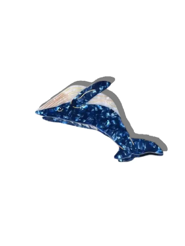 Hand-painted Blue Whale Hair Claw Clip | Eco-Friendly