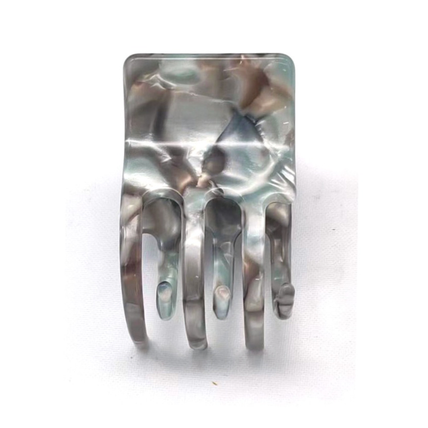 Premium Acetate Square Hairclaw (Silver/Blue Marble)