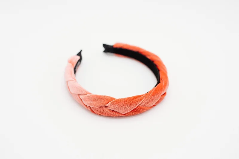 Coral Velvet Braided Headband