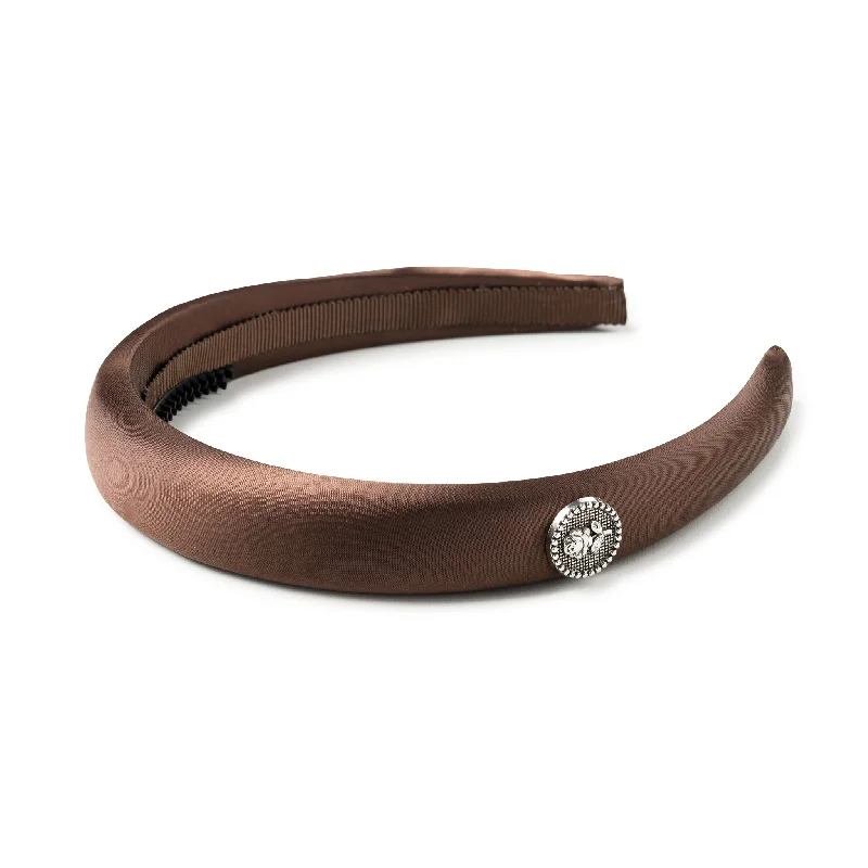 Halo Luxe Rosa Vintage Satin Headband - Chocolate