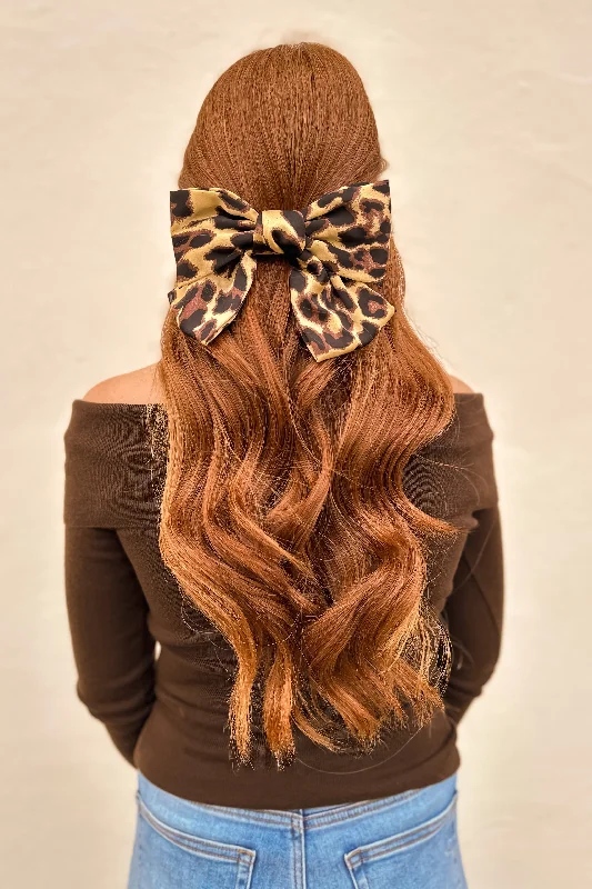 Leopard Print Hair Bow- Barrette