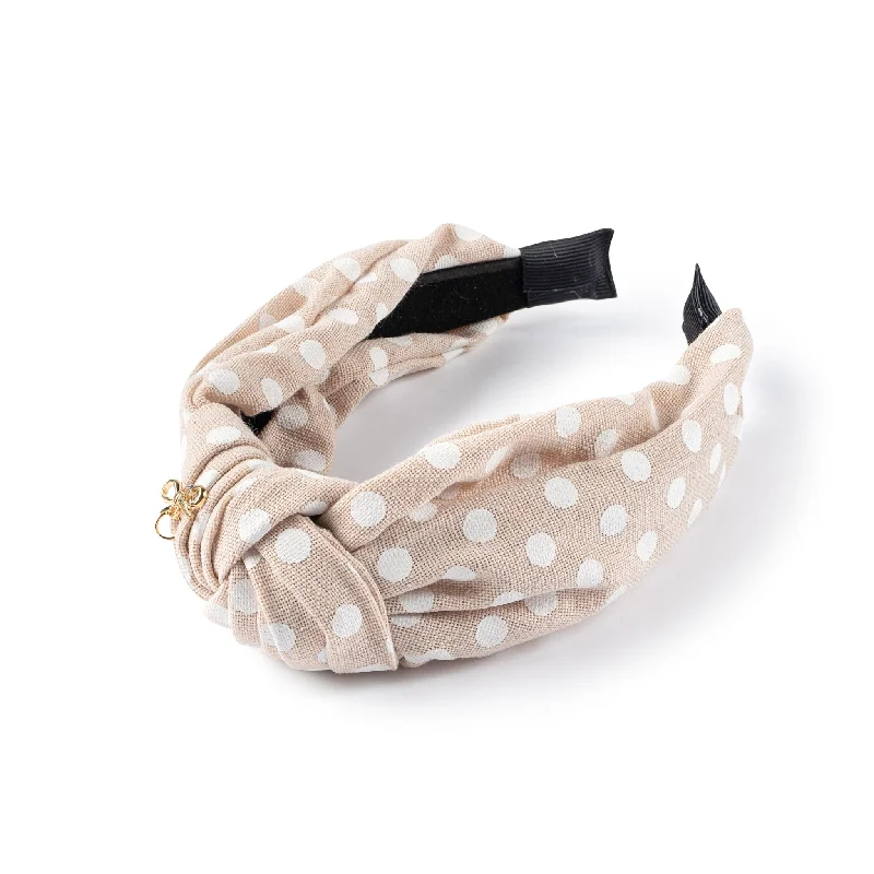 Halo Luxe Polka Dot Knot Headband - Linen