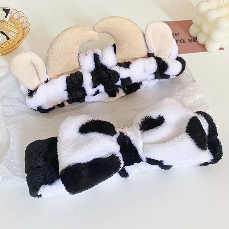 Wholesale Fabric Cow Pattern Bow Tie Hair Hoop