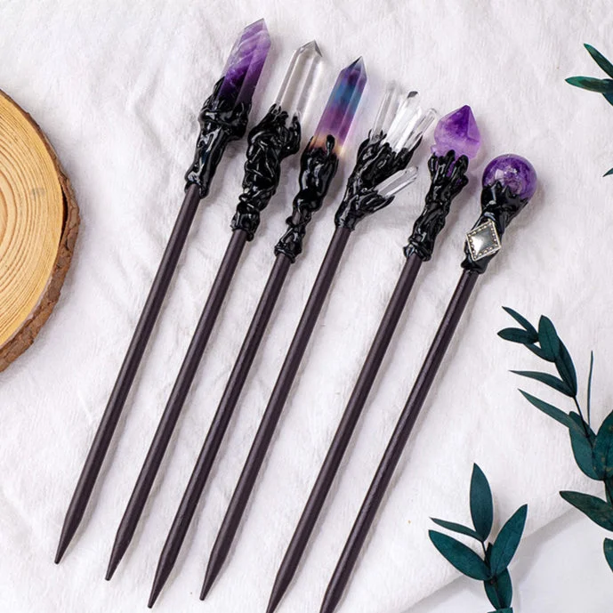 Wholesale Natural Stone Crystal Ball Halloween Hairpin