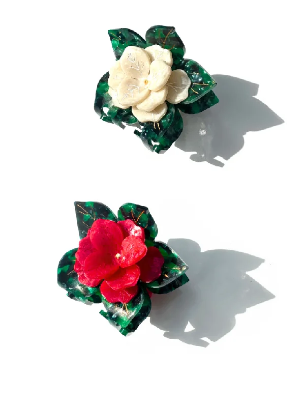 Hand-painted Poinsettia Claw Hair Clip | Eco-Friendly