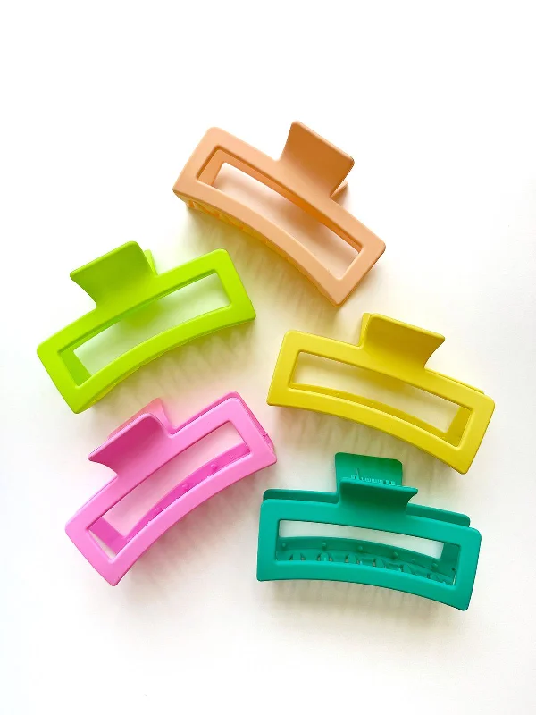 Jumbo Rectangle Neon Hair Claw Clip