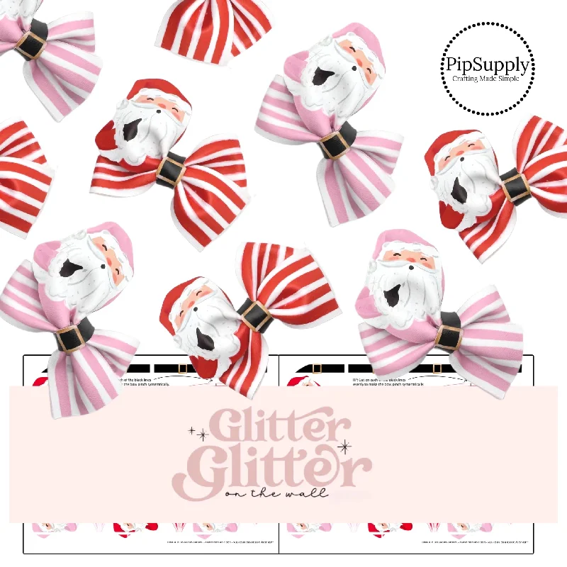 Cute Jolly Santas Loop de Lou DIY Bow Hand Cut Faux Leather Sheet