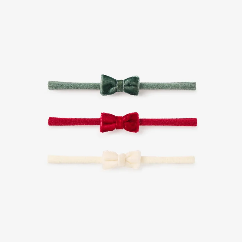 Holiday Velvet Bow Headband Set 3Pk