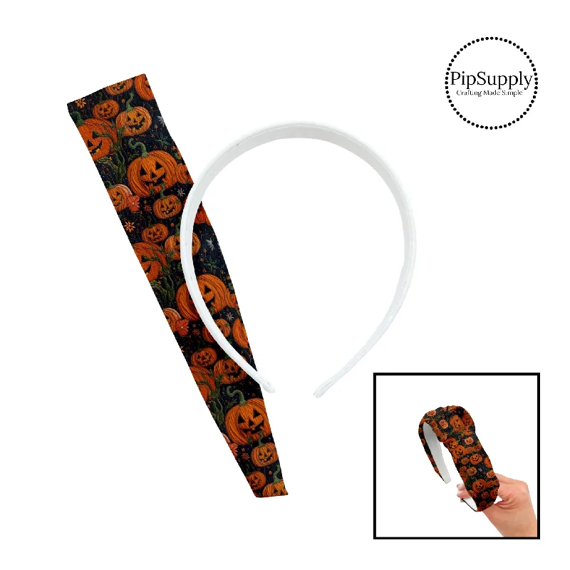 Jack-O-Lantern Patch Embroidered DIY Knotted Headband Kit