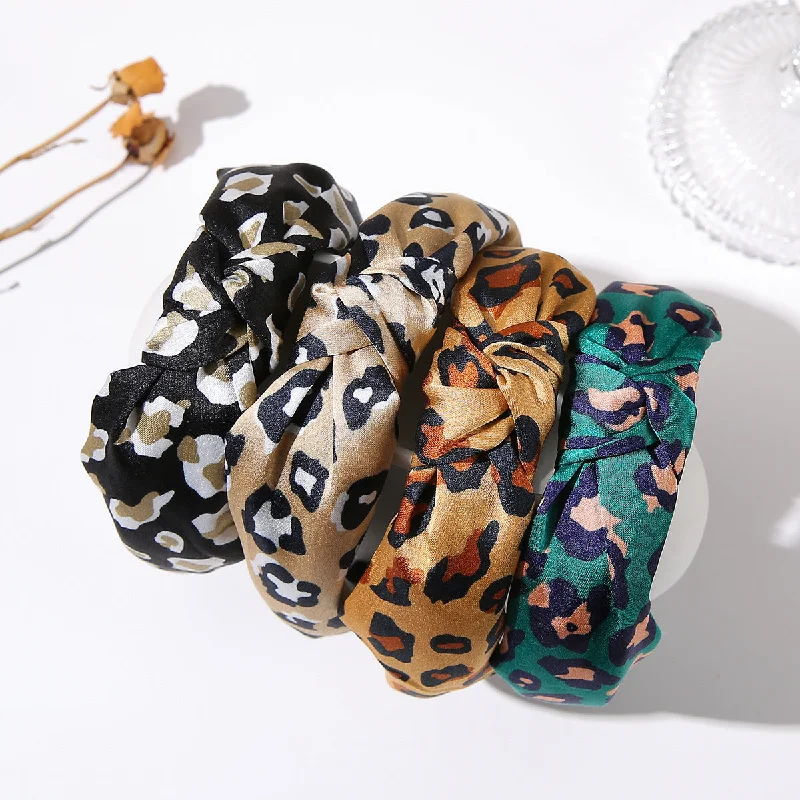 Wholesale Autumn and Winter New Leopard Print Wide Fabric Headband