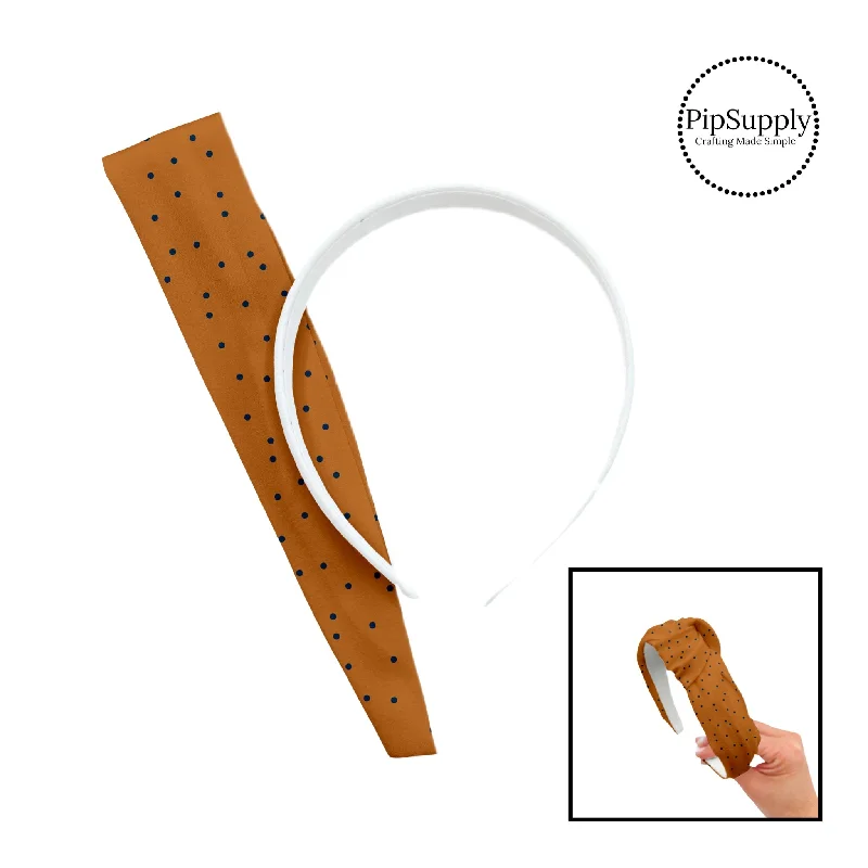 Black Scattered Dots on Pumpkin DIY Knotted Headband Kit