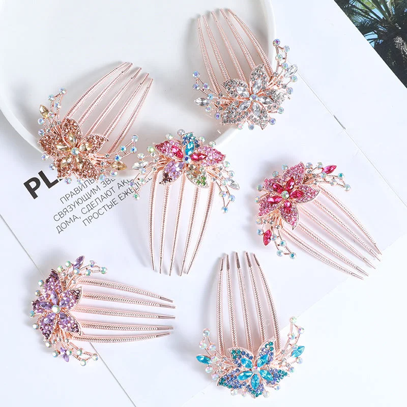 Wholesale Flower Diamond Metal Rhinestone Hair Clips