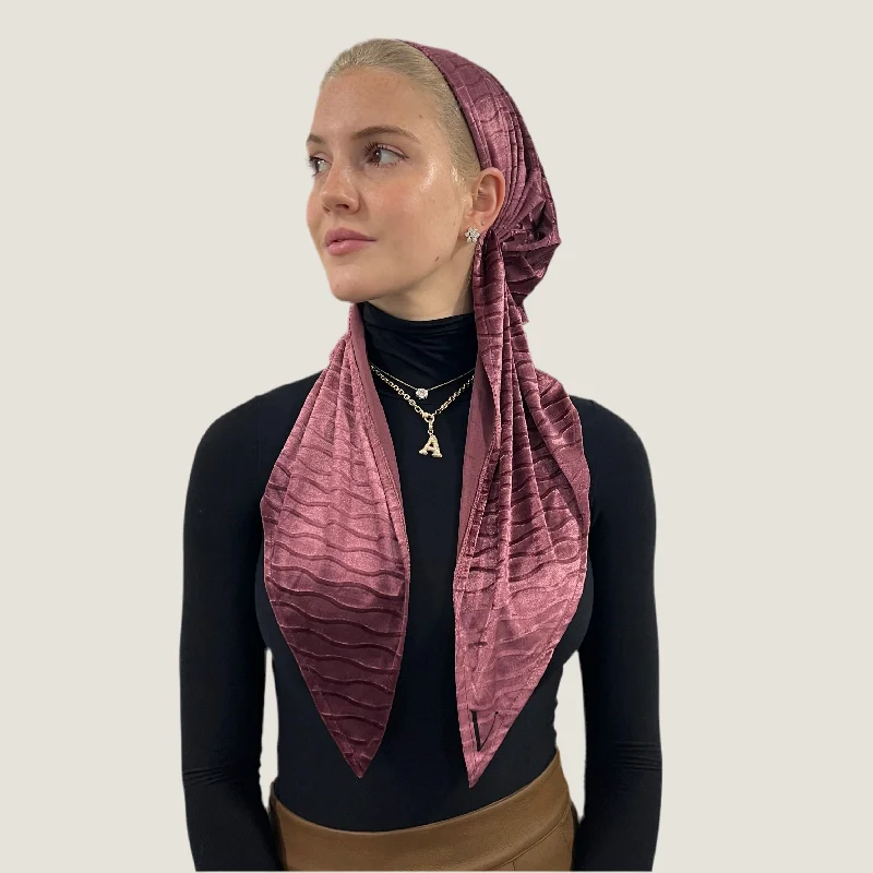 Pink Velvet Wave Pre-Tied Scarf