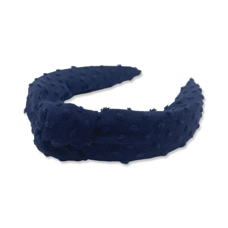 Navy Blue Dotted Hard Headband