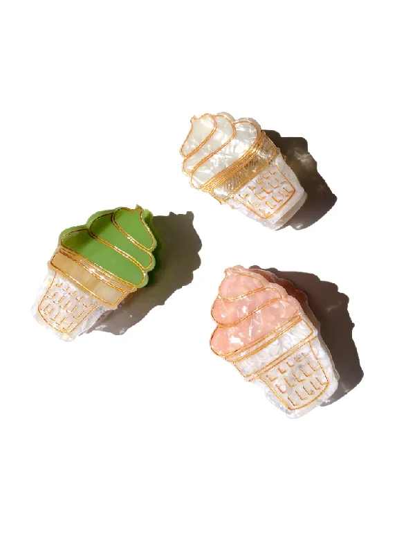 Hand-painted Soft Serve Icecream Claw Hair Clip | Eco-Friendly