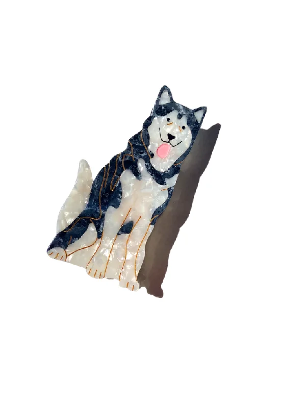 Hand-painted Siberian Husky Dog Breed Claw Hair Clip | Eco-Friendly