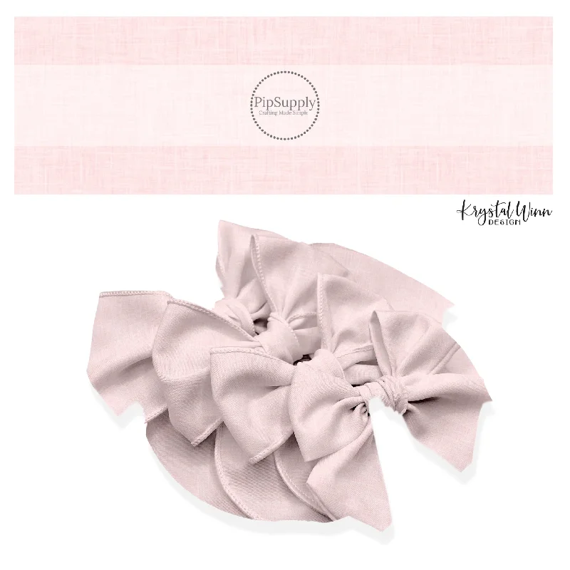 Faux Linen Baby Pink Hair Bow Strips