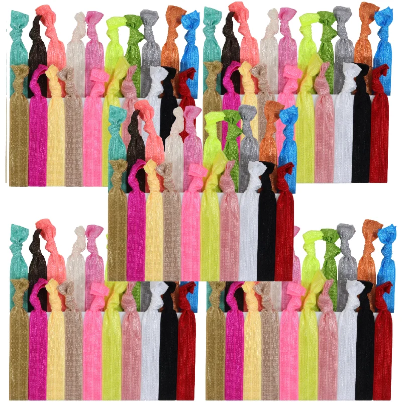 Solid Ribbon Hair Ties - 50 Pack