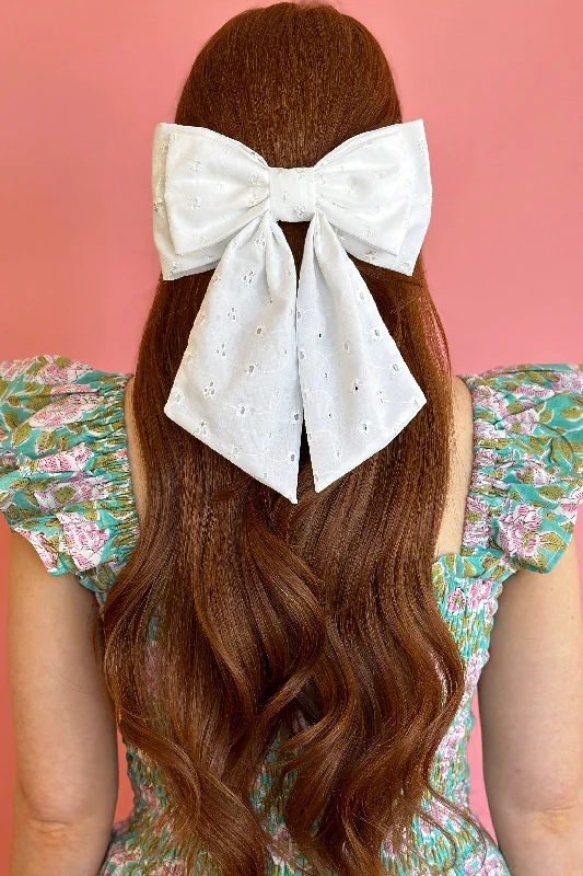 White Eyelet Hair Bow