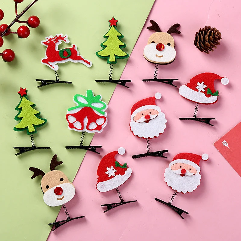 Wholesale Christmas Children's Fabric Spring Hairpins