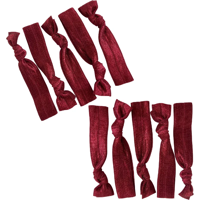 Maroon Ribbon Hair Ties - 10