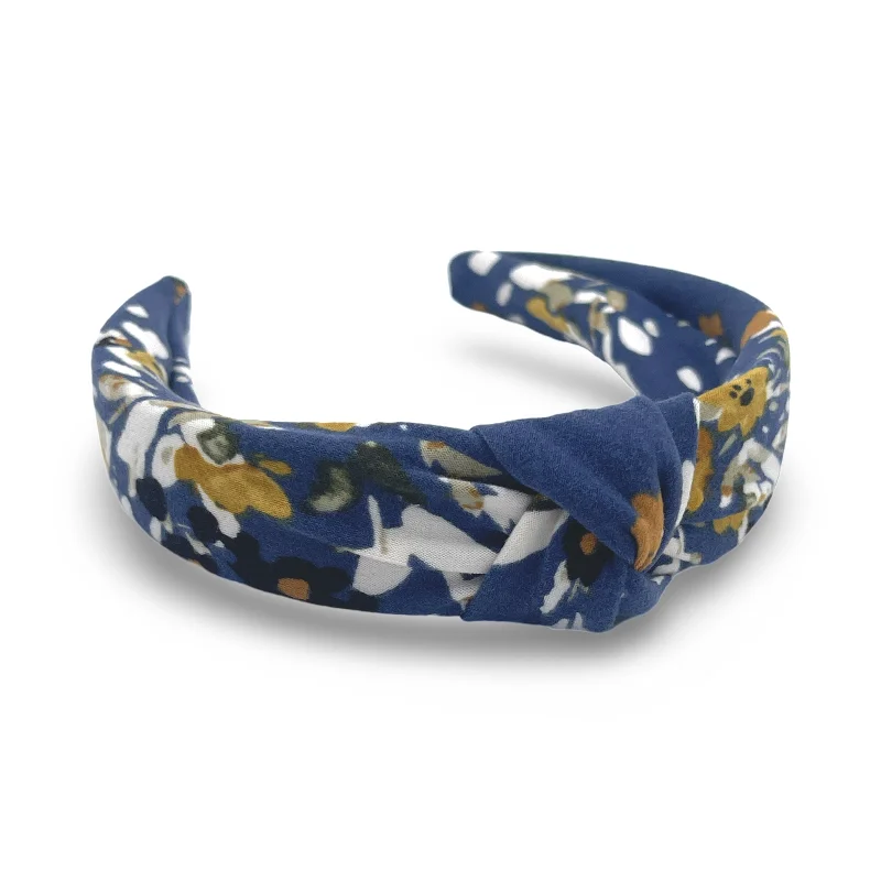 Navy Blue Floral Hard Headband