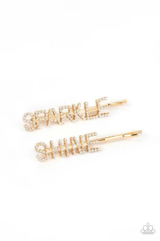 Center of the SPARKLE-verse Gold Hair Clip - Paparazzi Accessories