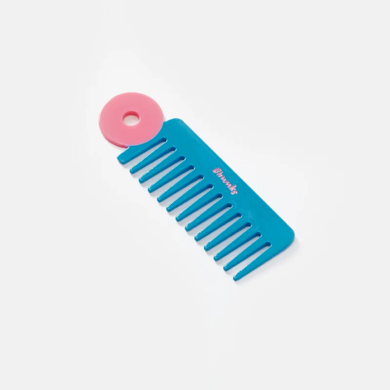 Wide Tooth Comb in Blue + Pink