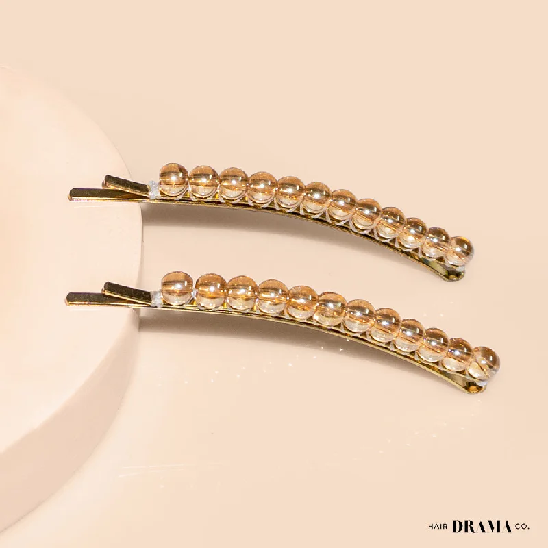 Shine Hair Pins - Set of 2 - Champagne