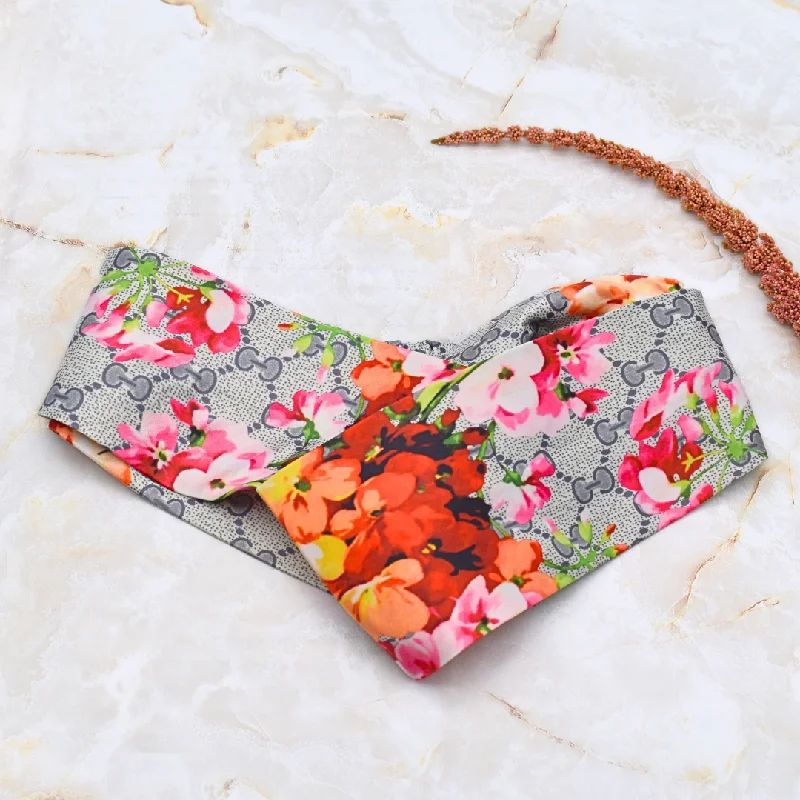 Designer floral silk headband