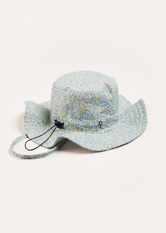 Matilda Floral Print Beach Hat in Blue (1-8yrs)