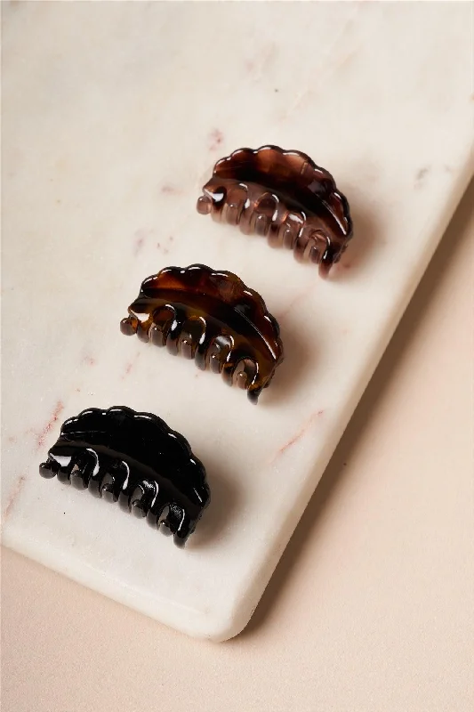 3pcs Brown And Black Mini Butterfly Clips