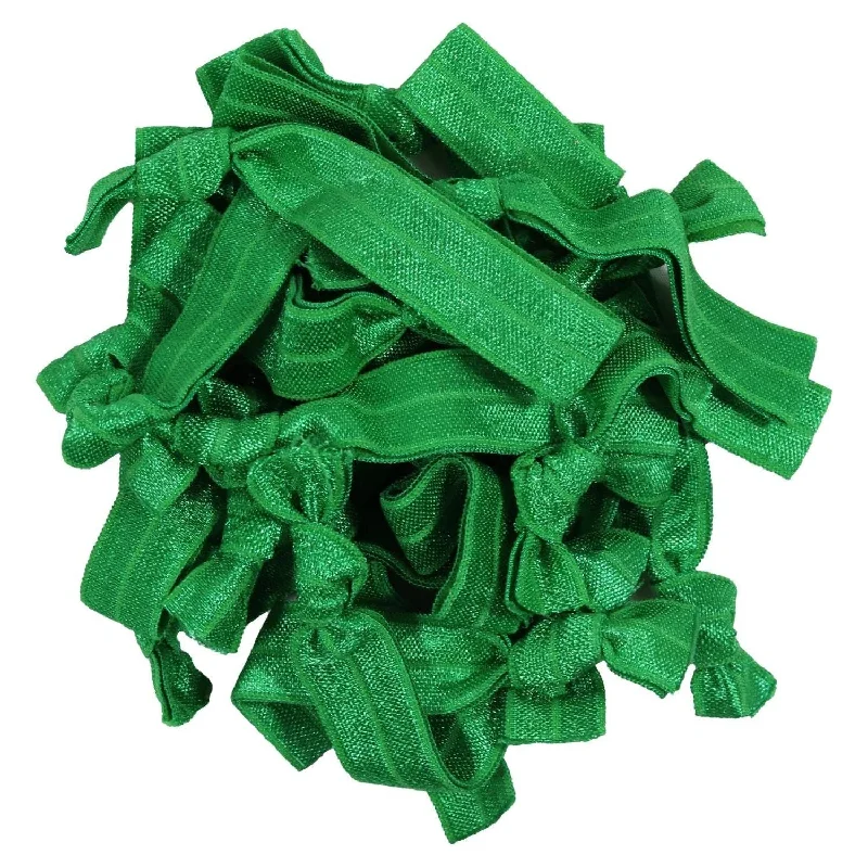 Green Ribbon Hair Ties - 20 Pack