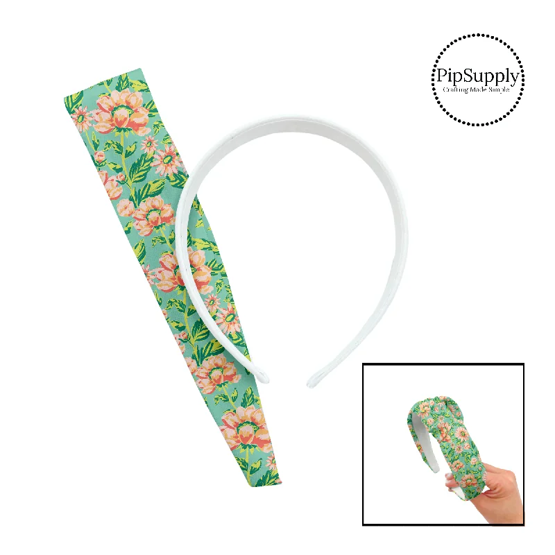 Peach and Green Blooms DIY Knotted Headband Kit