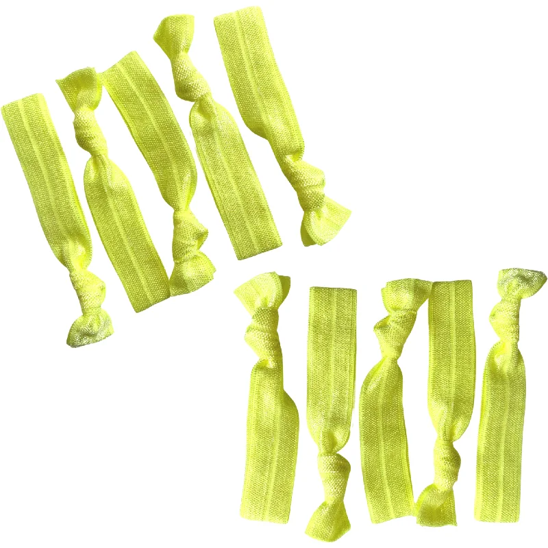 Neon Yellow Ribbon Hair Ties - 10