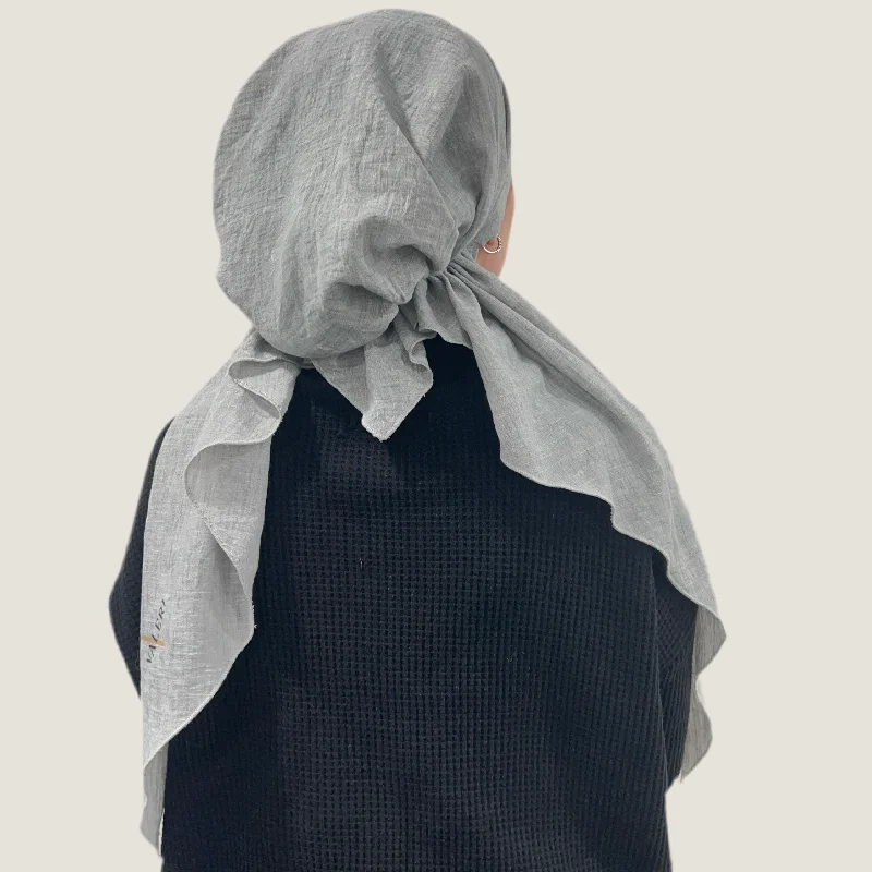 Light Gray Linen Pre-Tied Scarf