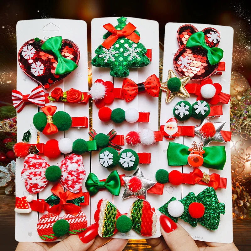 Wholesale Children's Christmas Fabric Hair Clips