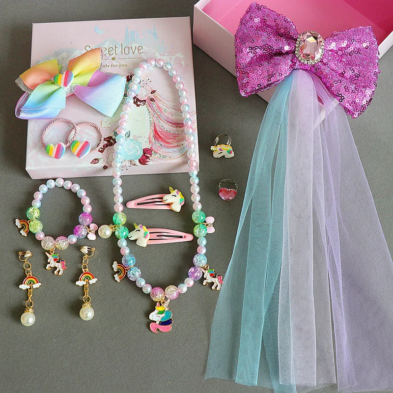 Wholesale Alloy Unicorn Hairpin Jewelry Gift Box Set