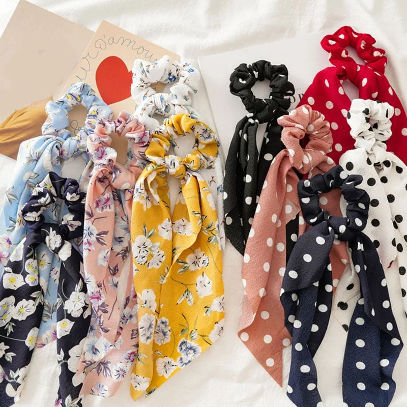 Streamers Scrunchies Polka Dot Floral